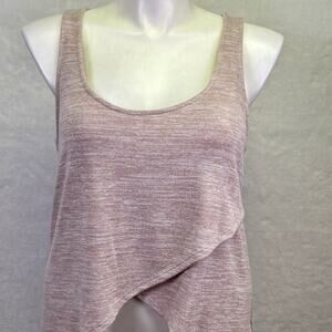 Express Scoop Neck Draped Hi Lo Tunic Knit Sleeveless Tank Top Dusty Rose Size L